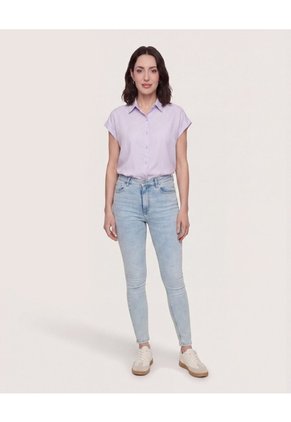 Camisa Manga Corta  Para Mujer Morado Ostu