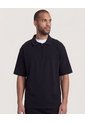 Polo Zipper Manga Corta  Para Hombre Negro Ostu de Ostu