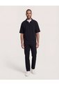 Polo Zipper Manga Corta  Para Hombre Negro Ostu de Ostu