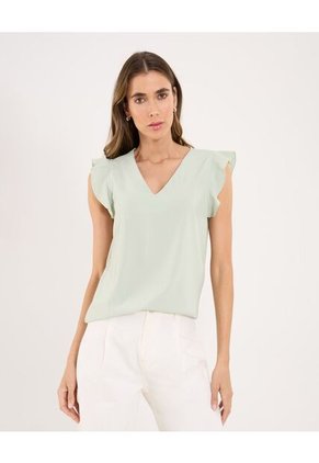 Blusa Para Mujer Manga Corta Color Verde Marca Ostu #40121104