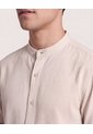 Camisa Manga Larga Con Bolsillo  Para Hombre Beige Ostu de Ostu