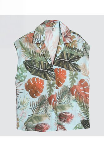 Camisa Para Mujer Manga Sisa Color Verde  Marca Ostu #40010214 Ostu