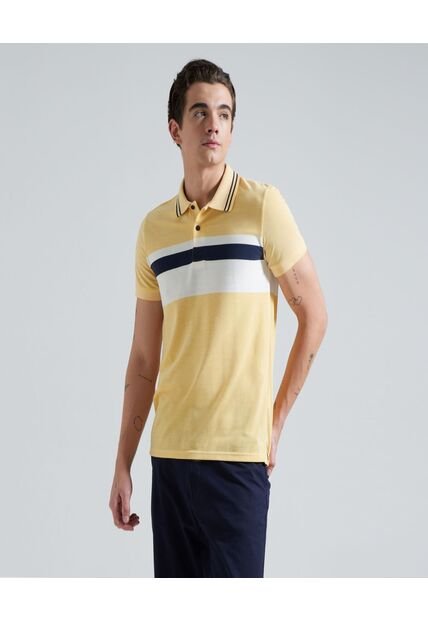 Polo Para Hombre Cuello Tejido Sin Bolsillo Color Amarillo  Marca Ostu #60110543