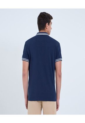 Polo Para Hombre Cuello Tejido Sin Bolsillo Color Azul Marca Ostu #60110767