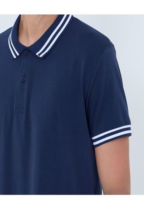 Polo Para Hombre Cuello Tejido Sin Bolsillo Color Azul Marca Ostu #60110767