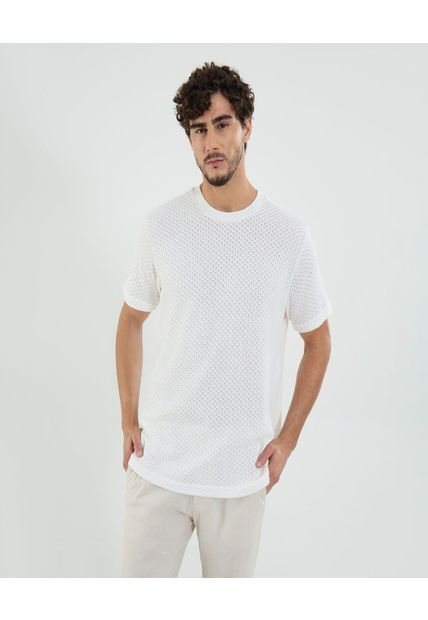 Camiseta Para Hombre Manga Corta Cuello Redondo Color Crema Marca Ostu #60091686