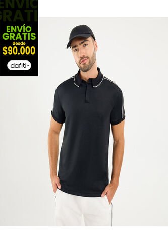 Polo Para Hombre Cuello Tejido Sin Bolsillo Color Negro Marca Ostu #60110757 Ostu