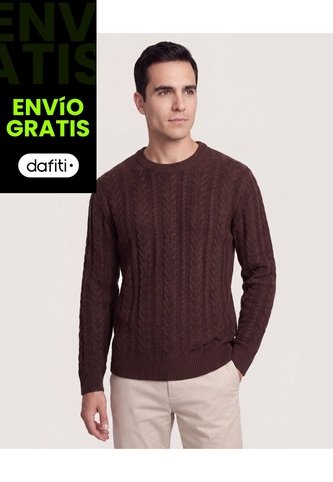 Buzo Tejido Trenzado  Para Hombre Café Ostu Ostu