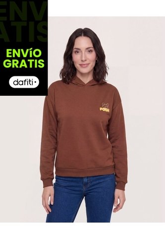 Hoodie Winnie Pooh Cozy  Para Mujer Café Ostu Ostu