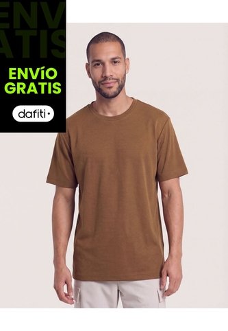 Camiseta Unicolor Texturizada  Para Hombre Café Ostu Ostu