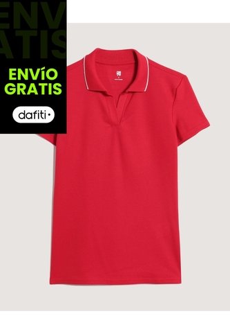 Polo  Para Mujer Manga Corta Color Rojo Marca Ostu #40110190 Ostu