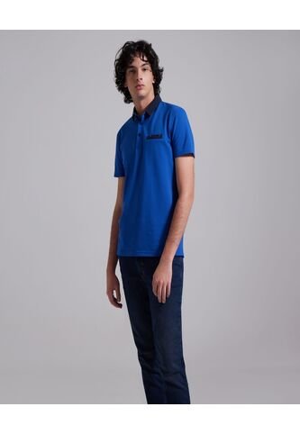 Polo Para Hombre Cuello Tejido Con Bolsillo Color Azul  Marca Ostu #60110514 Ostu