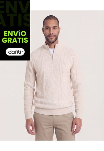 Saco  Para Hombre Cuello Alto O Cuello Tortuga Color Beige Marca Ostu #60330049 Ostu