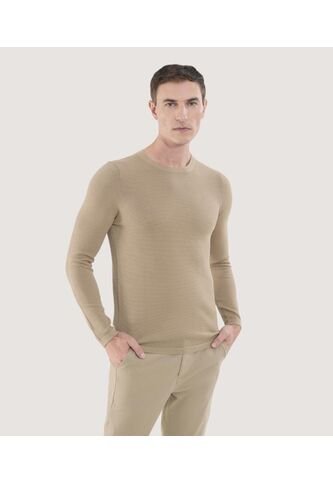 Saco Para Hombre Cuello Redondo Color Beige Marca Ostu #60330033 Ostu