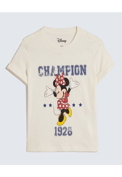 Camiseta Infantil Niña Manga Corta Cuello Redondo Color Crema Marca Ostu #90090309