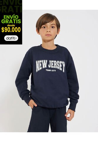 Buzo Infantil Niño Cuello Redondo Color Azul Marca Ostu #80060158 Ostu