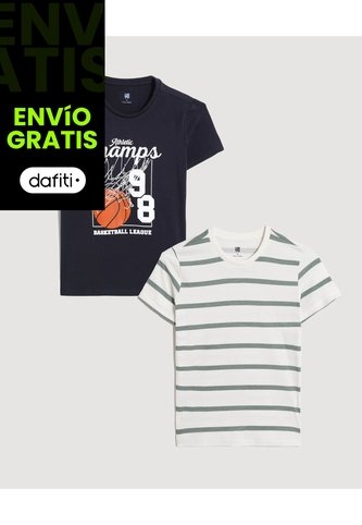 Camiseta X2 Infantil Niño Manga Corta Cuello Redondo Color Beige Marca Ostu #80090308 Ostu
