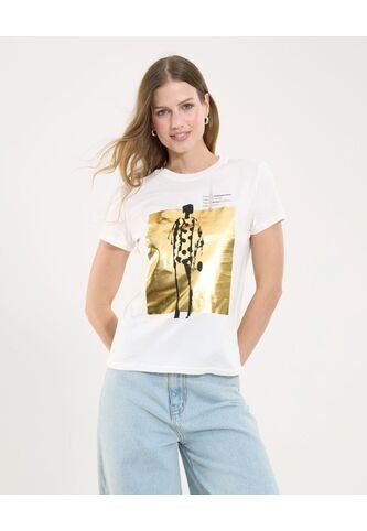 Camiseta Para Mujer Manga Corta Color Hueso Marca Ostu #40092293 Ostu