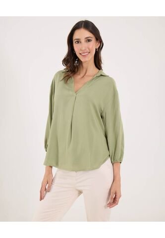 Camisa  Para Mujer Manga 3/4 Color Verde Marca Ostu #40010325 Ostu