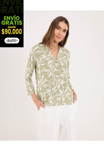 Blusa Para Mujer Manga 3/4 Color Verde Marca Ostu #40121123 Ostu