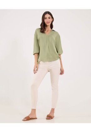 Camisa  Para Mujer Manga 3/4 Color Verde Marca Ostu #40010325