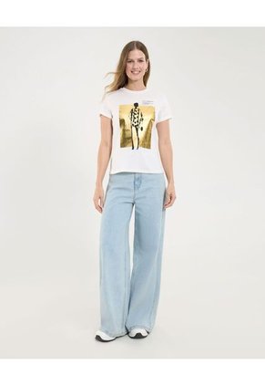 Camiseta Para Mujer Manga Corta Color Hueso Marca Ostu #40092293