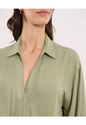 Camisa  Para Mujer Manga 3/4 Color Verde Marca Ostu #40010325