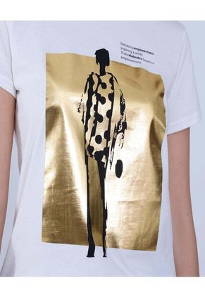 Camiseta Para Mujer Manga Corta Color Hueso Marca Ostu #40092293