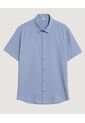 Camisa  Para Hombre Manga Corta Sin Bolsillo Cuello C Color Azul Marca Ostu #60010906 de Ostu