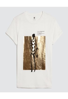 Camiseta Para Mujer Manga Corta Color Hueso Marca Ostu #40092293