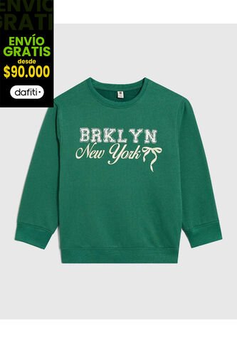 Buzo Infantil Niña Cuello Redondo Color Verde Marca Ostu #90060137 Ostu