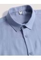 Camisa  Para Hombre Manga Corta Sin Bolsillo Cuello C Color Azul Marca Ostu #60010906 de Ostu