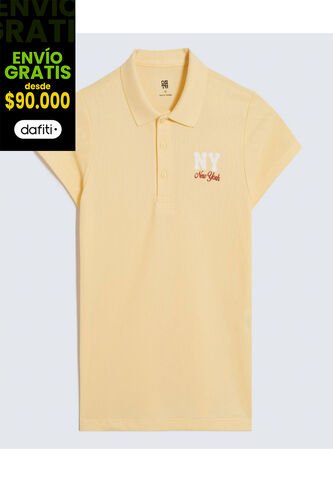 Polo Infantil Niña Manga Corta Color Amarillo Marca Ostu #90110004 Ostu