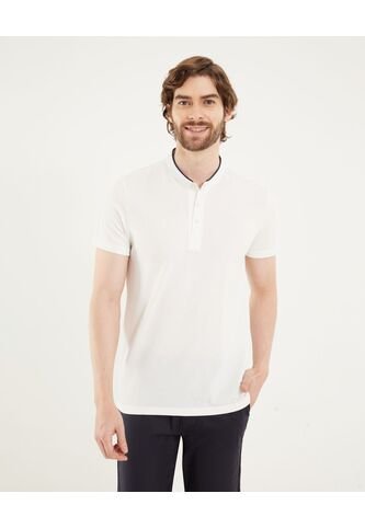 Polo Para Hombre Cuello Mao Sin Bolsillo Color Marfil Marca Ostu #60110779 Ostu