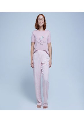 Pantalon Para Mujer Ostu Color Palo De Rosa Material Viscosa 100%