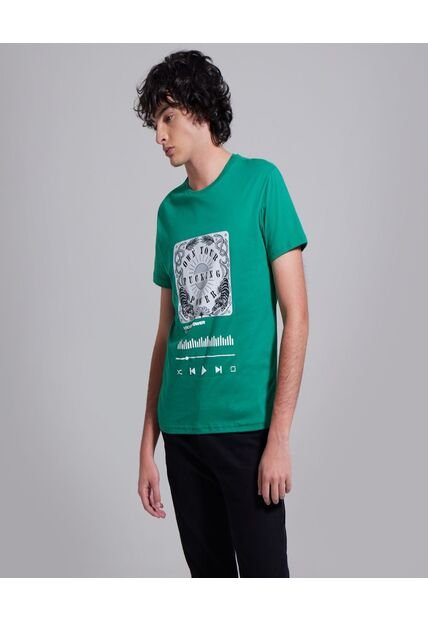 Camiseta Para Hombre Manga Corta Color Verde  Marca Ostu #60090841