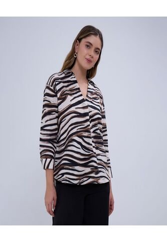 Camisa Para Mujer Manga 3/4 Color Café  Marca Ostu #40010256 Ostu