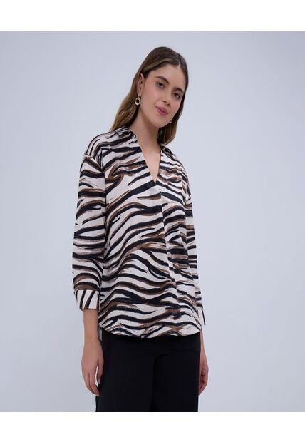 Camisa Para Mujer Manga 3/4 Color Café  Marca Ostu #40010256