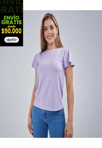 Camiseta Para Mujer Manga Corta Color Morado Marca Ostu #40092120 Ostu