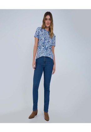 Camiseta Para Mujer Manga Corta Color Azul Marca Ostu #40091961