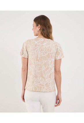 Camiseta Para Mujer Manga Corta Cuello Redondo Color Beige Marca Ostu #40092569