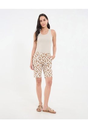 Bermuda Para Mujer Regular Corto Color Crudo Marca Ostu #40100101