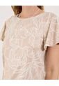 Camiseta Para Mujer Manga Corta Cuello Redondo Color Beige Marca Ostu #40092569 de Ostu