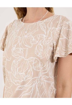 Camiseta Para Mujer Manga Corta Cuello Redondo Color Beige Marca Ostu #40092569