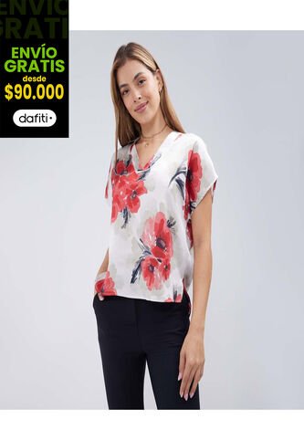 Blusa Para Mujer Manga Corta Color Rojo Marca Ostu #40121000 Ostu