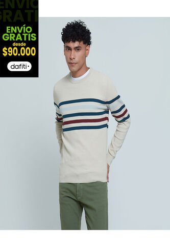 Saco Para Hombre Cuello Redondo Color Beige Marca Ostu #60330035 Ostu