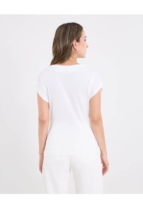 Camiseta  Para Mujer Manga Corta Cuello Redondo Color Crudo Marca Ostu #40092785