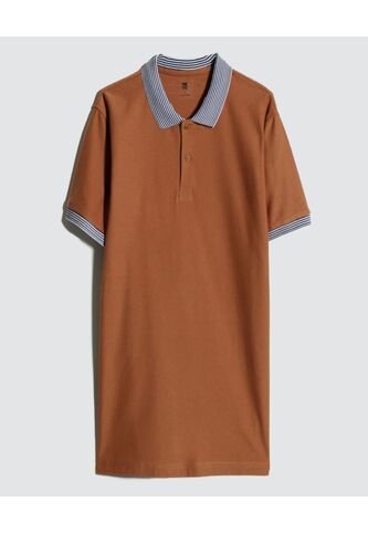 Polo Para Hombre Cuello Tejido Sin Bolsillo Color Mostaza Marca Ostu #60110722 Ostu