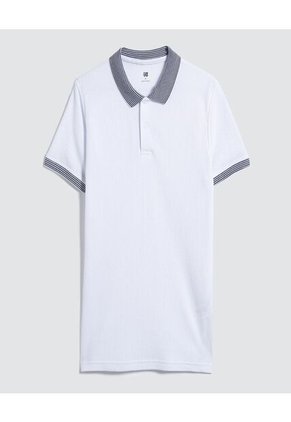 Polo Para Hombre Cuello Tejido Sin Bolsillo Color Blanco Marca Ostu #60110616