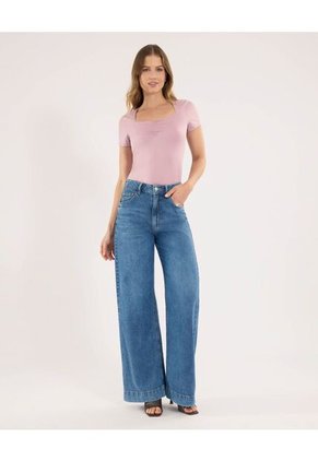 Camiseta Para Mujer Manga Corta Cuello V Color Lila Marca Ostu #40092684